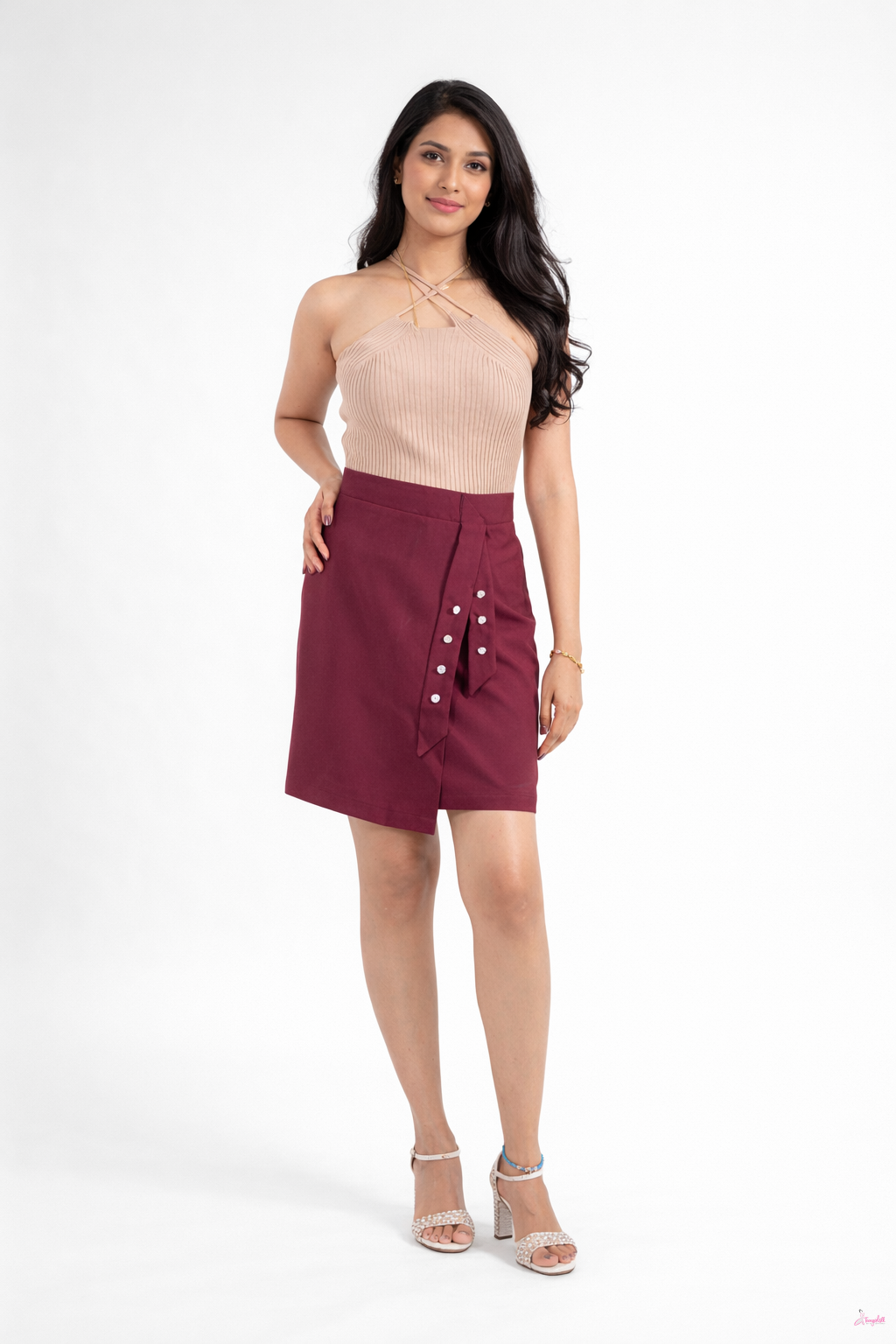 Wine Kiss Wrap Skirt